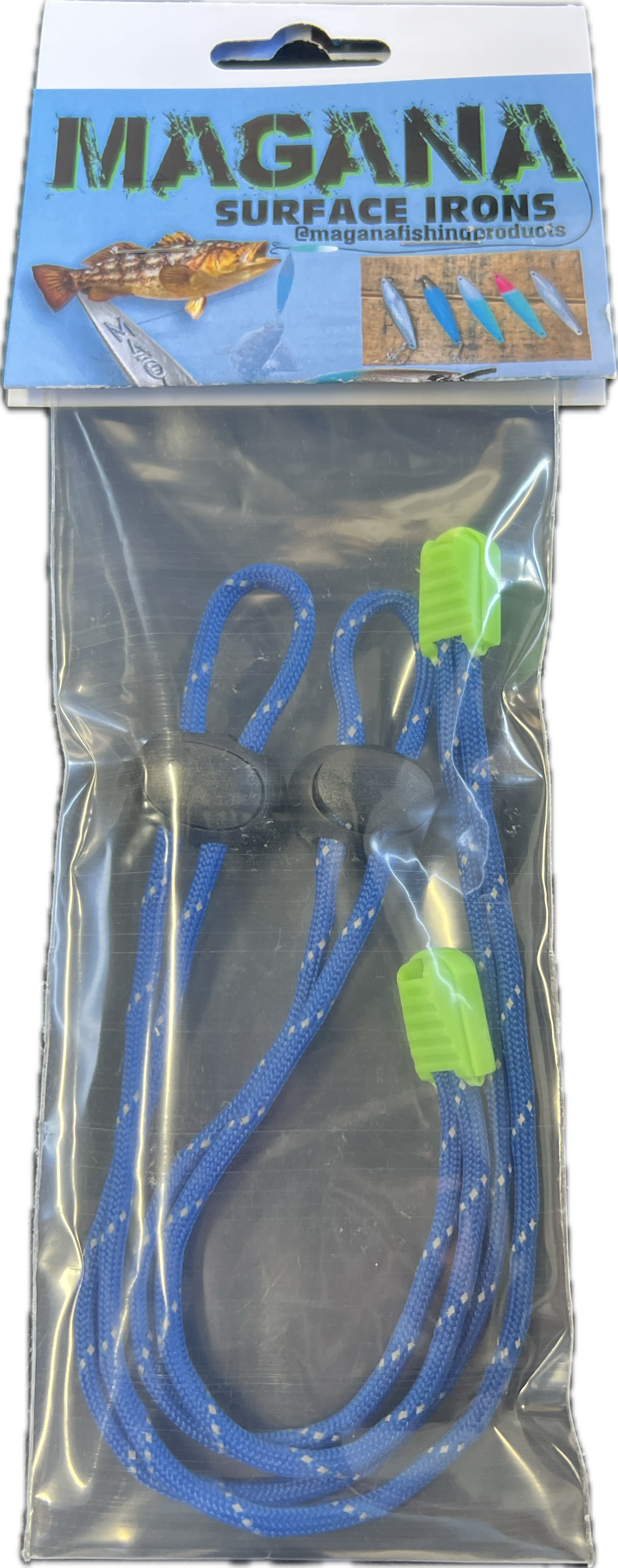 Fishing pole ties, blue